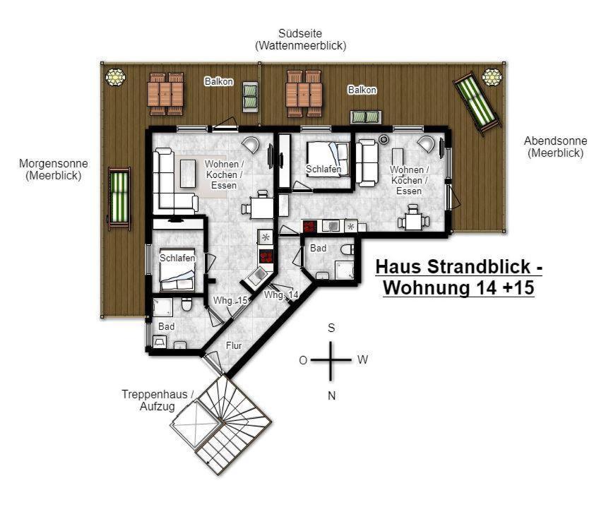 Haus Strandblick Ferienwohnung 15 ヴァンガーオーゲ エクステリア 写真